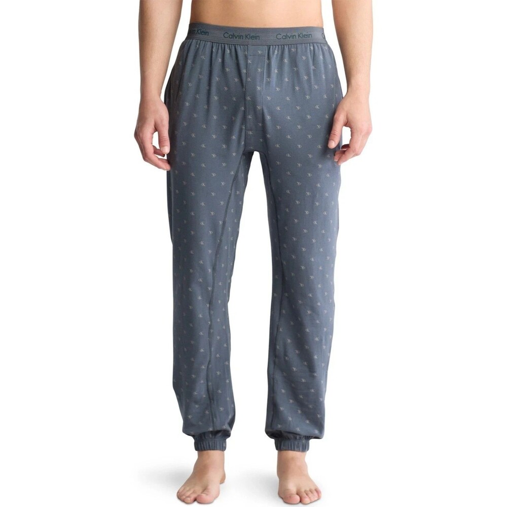 CALVIN KLEIN Pajama Pants Mens Medium Grey Tapered Logo Sleep Comfort PJs